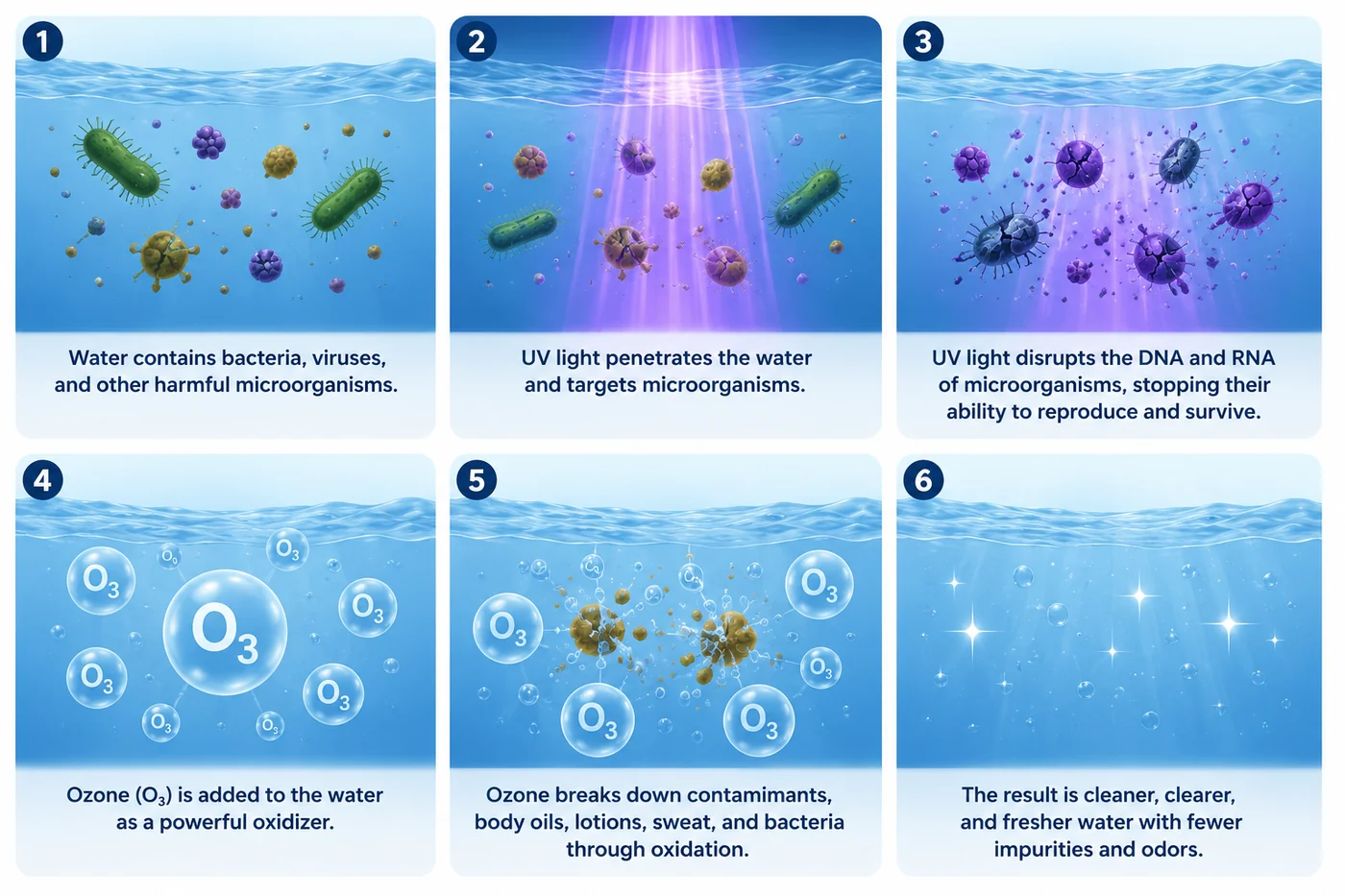 Illustration of UV spa-water treatment